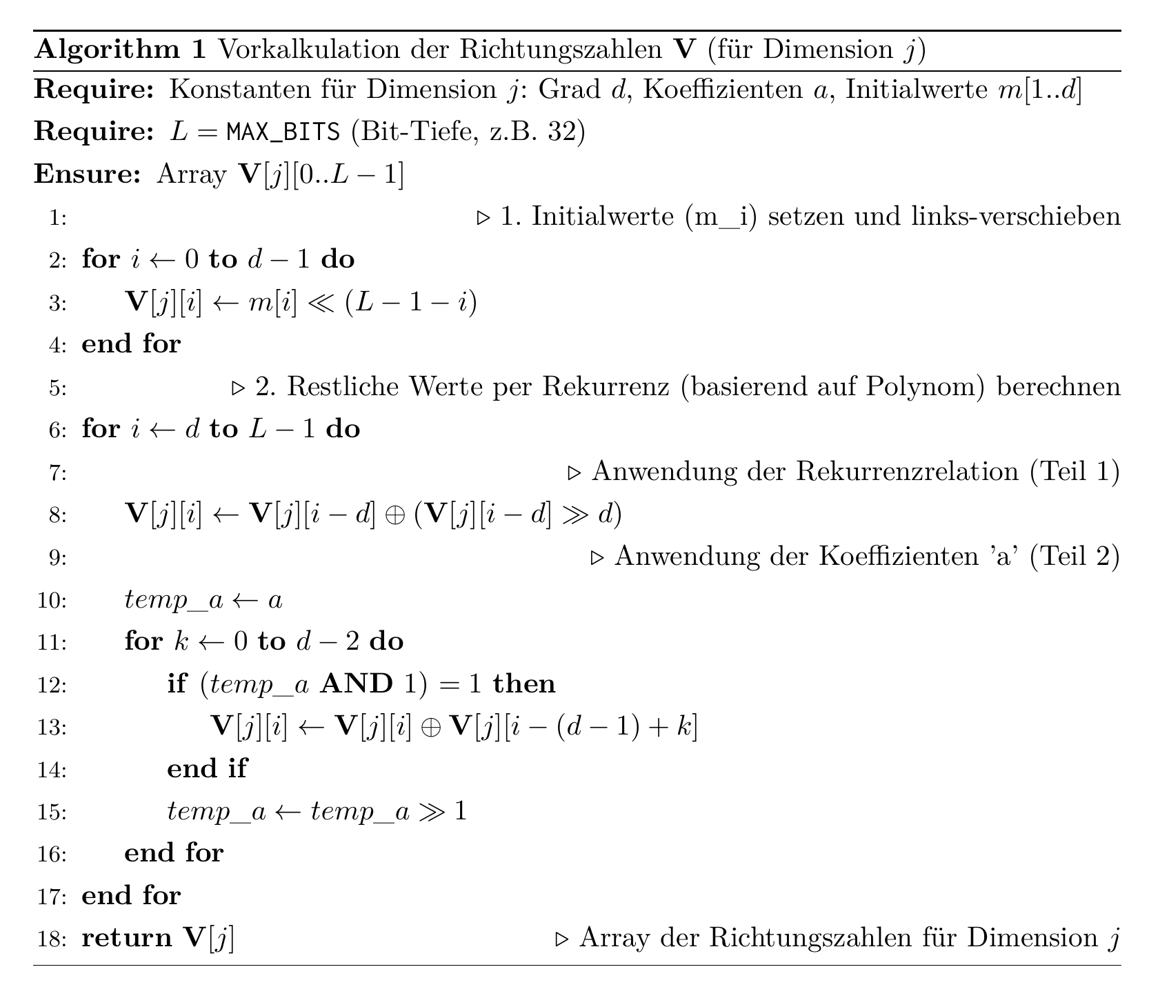 Stufe 1: Vorkalkulation der Richtungszahlen